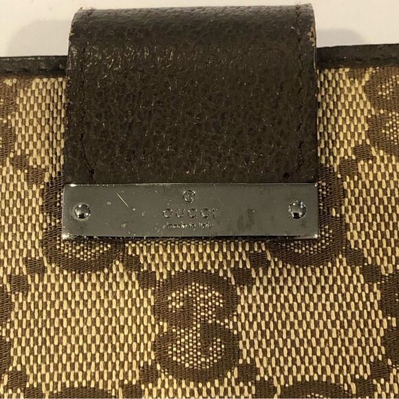 M GUCCI MONOGRAM Leather Canvas Agenda Binder Passport Holder Credit Card Wallet - Picture 8 of 17